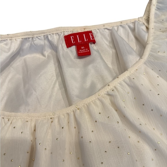 Elle XL 3/4 Sleeve Off White with Gold Rhinestones Women's Top - Picture 4 of 7